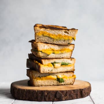 Spinach, Roasted Garlic & Butternut Squash Grilled Cheese Sandwiches