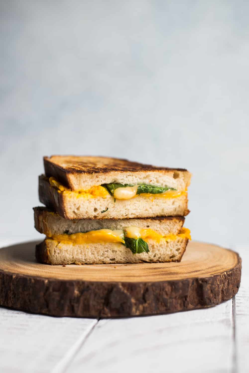 Spinach, Roasted Garlic & Butternut Squash Grilled Cheese Sandwiches