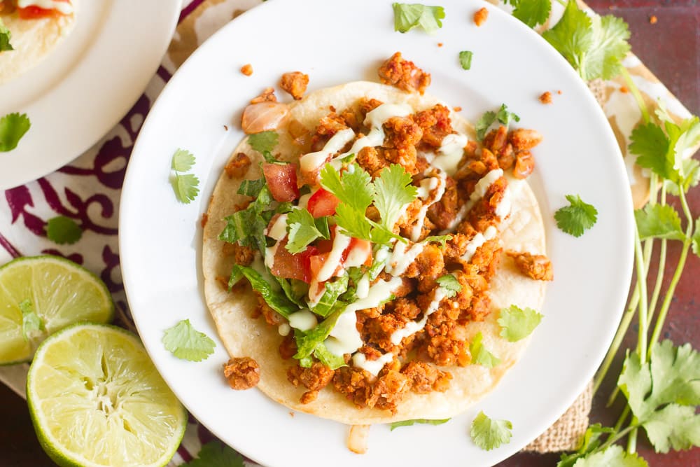 Chickpea Chorizo Tostadas with Avocado Crema image