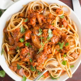 Pasta with Mushroom Bolognese Sauce