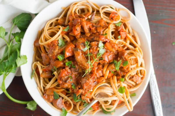 Pasta with Mushroom Bolognese Sauce