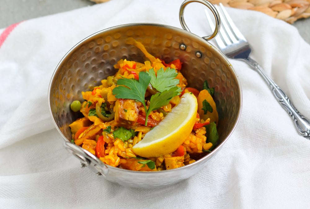 Vegan Paella with Smoked Tofu