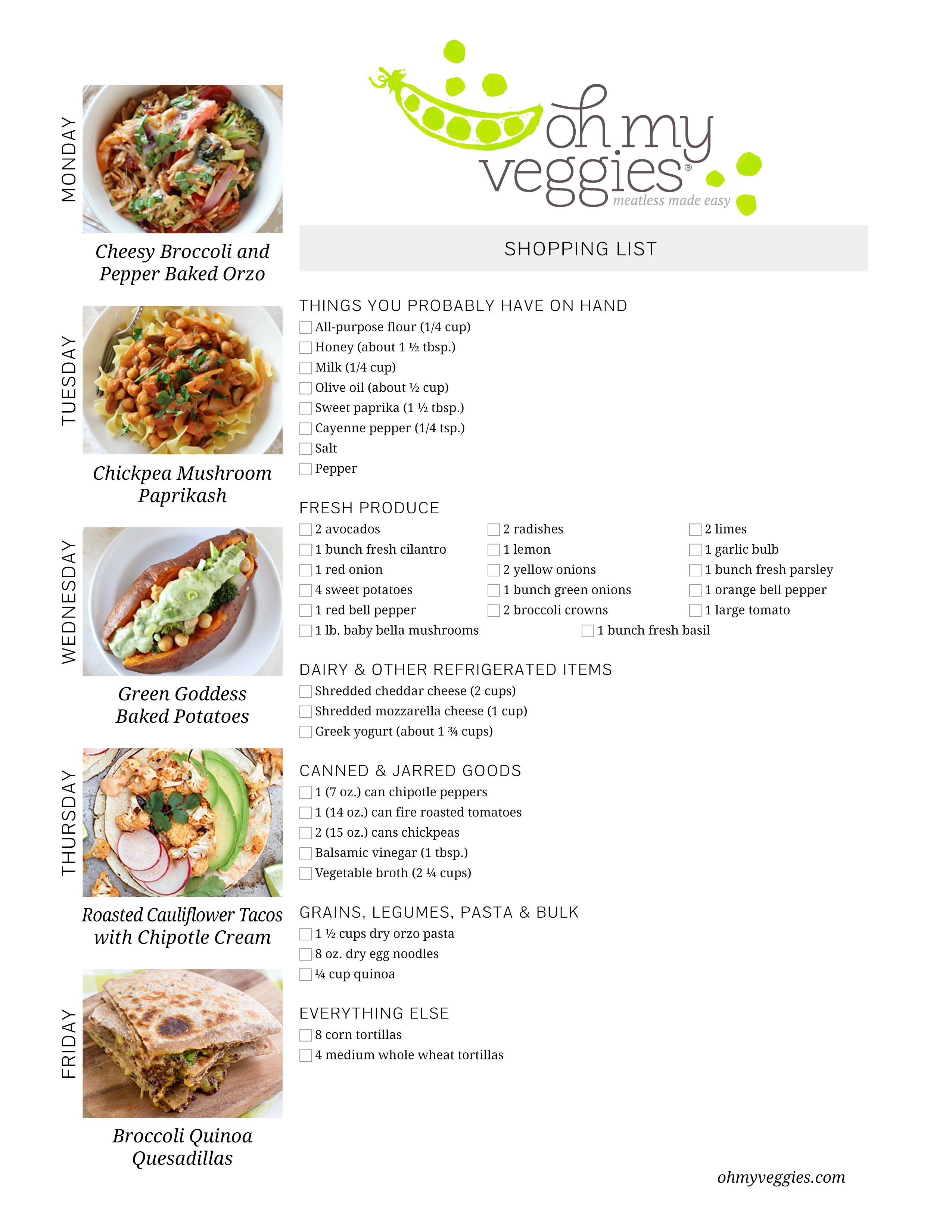 Vegetarian Meal Plan