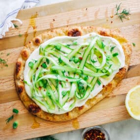 Asparagus Flatbread with Garlic Cashew Cream Sauce