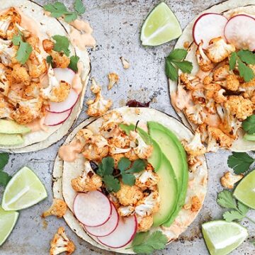 Roasted Cauliflower Tacos with Chipotle Cream