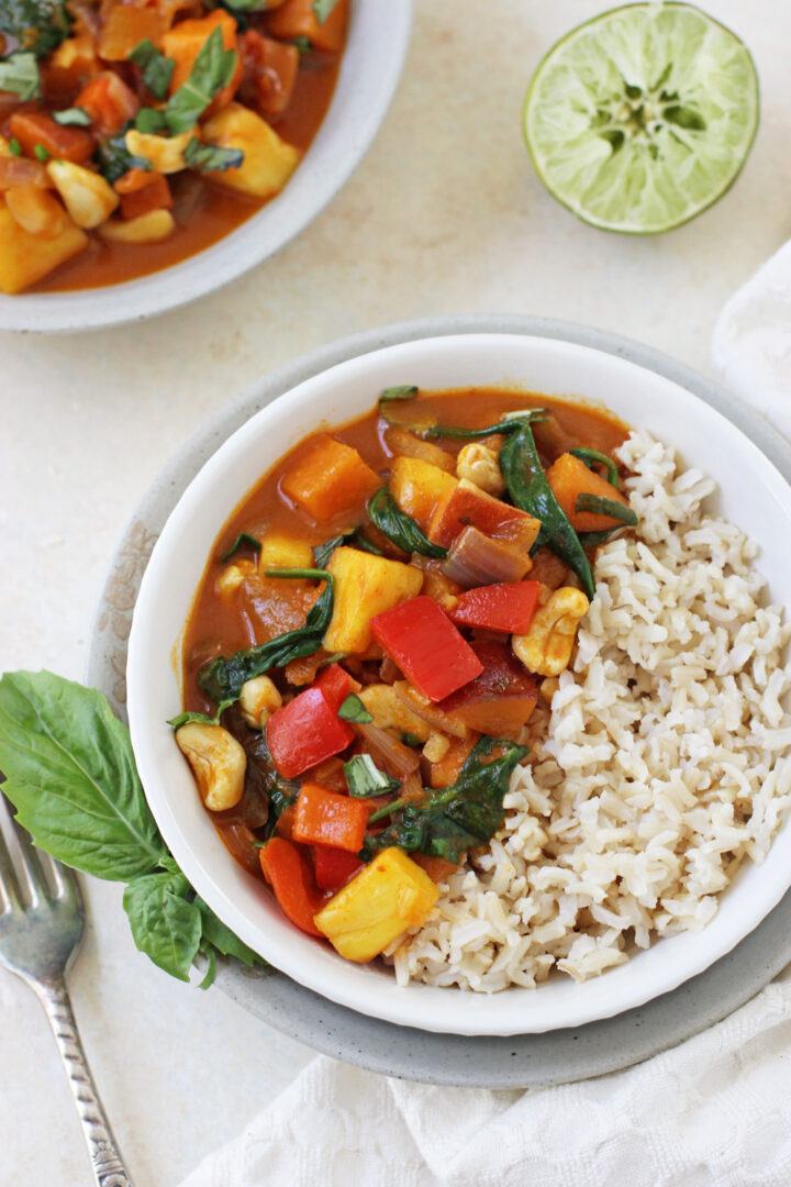 Thai Red Curry with Pineapple & Sweet Potatoes By OhMyVeggies.com