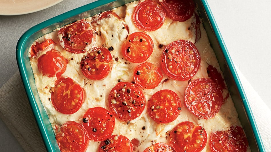 baked goat cheese with tomatoes and garlic by Oprah