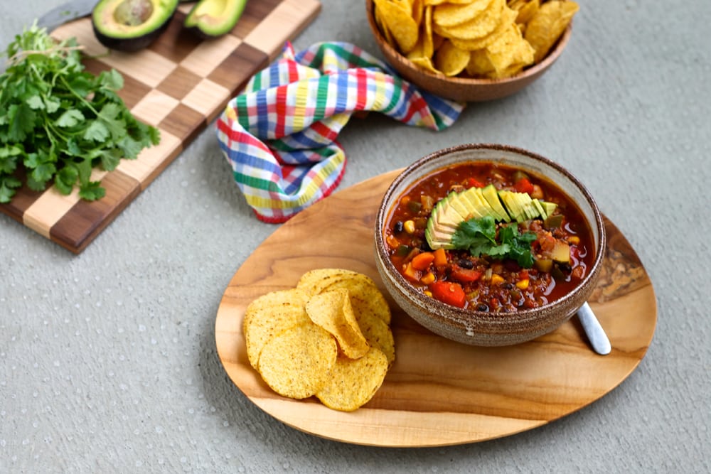 Vegan Three-Bean Quinoa Chili