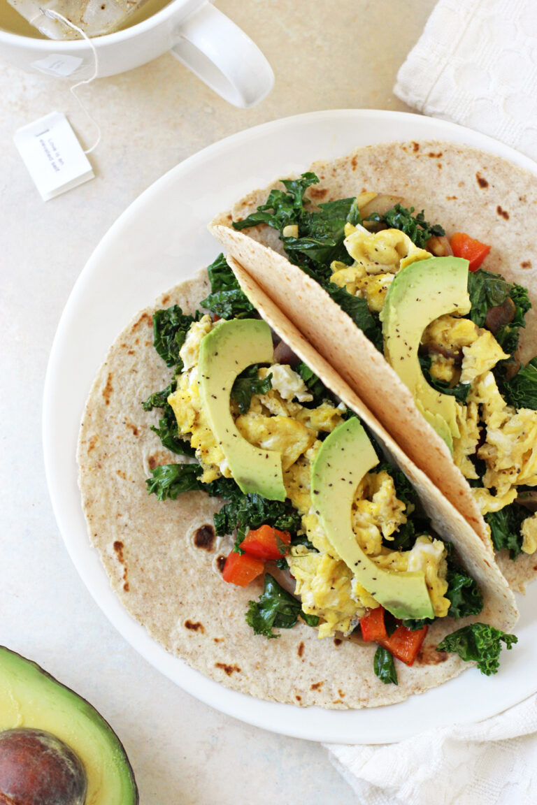 Breakfast Tacos with Scrambled Eggs & Kale By