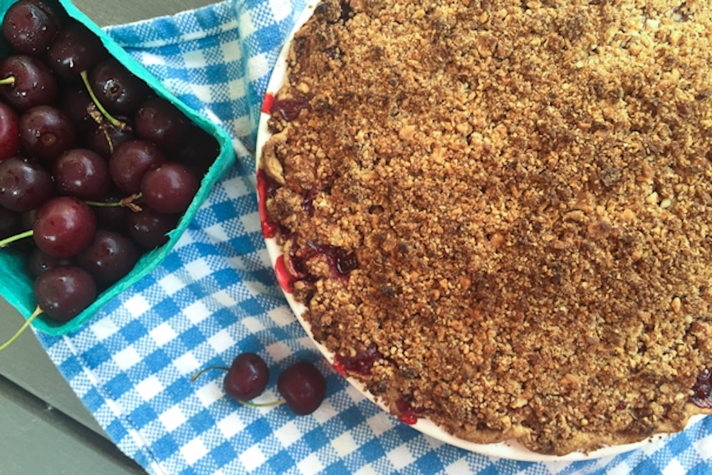 sour cherry pie with crumble topping by what would Cathy eat