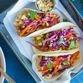 Chickpea & Tofu Thai Peanut Tacos