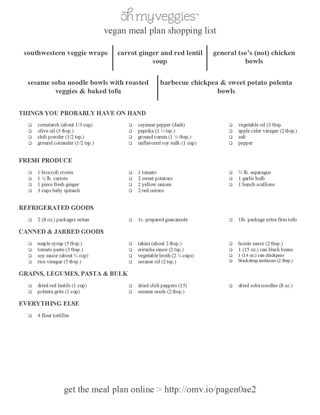 Vegan Meal Plan