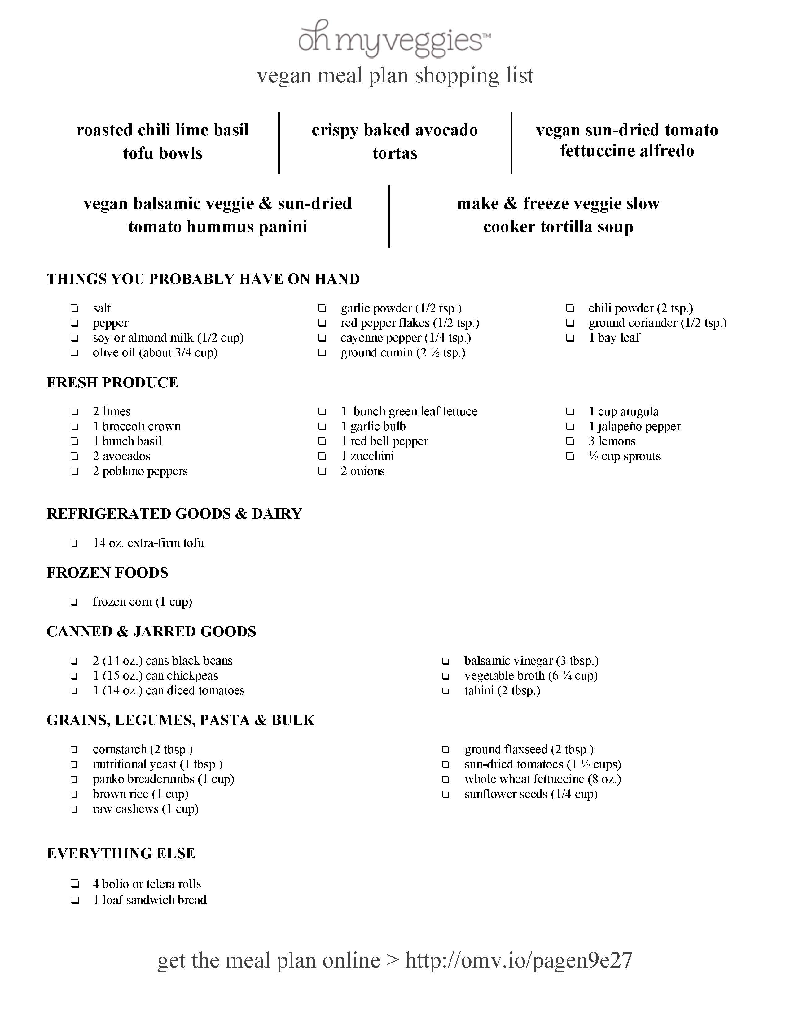 Vegan Meal Plan