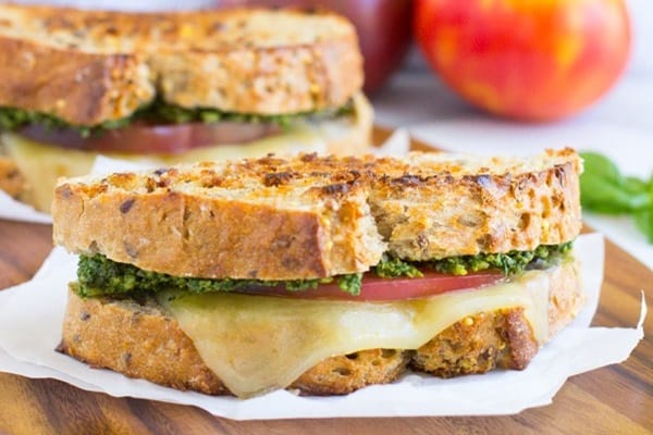 Spinach Basil Pesto & Tomato Grilled Cheese