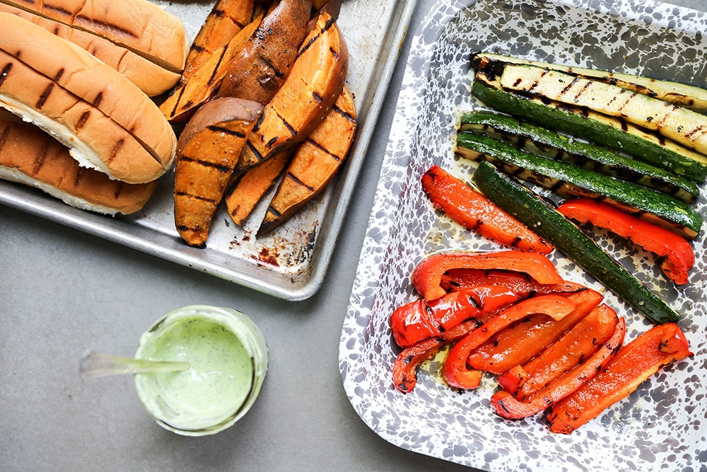 Grilled Sweet Potato and Vegetable Sandwiches