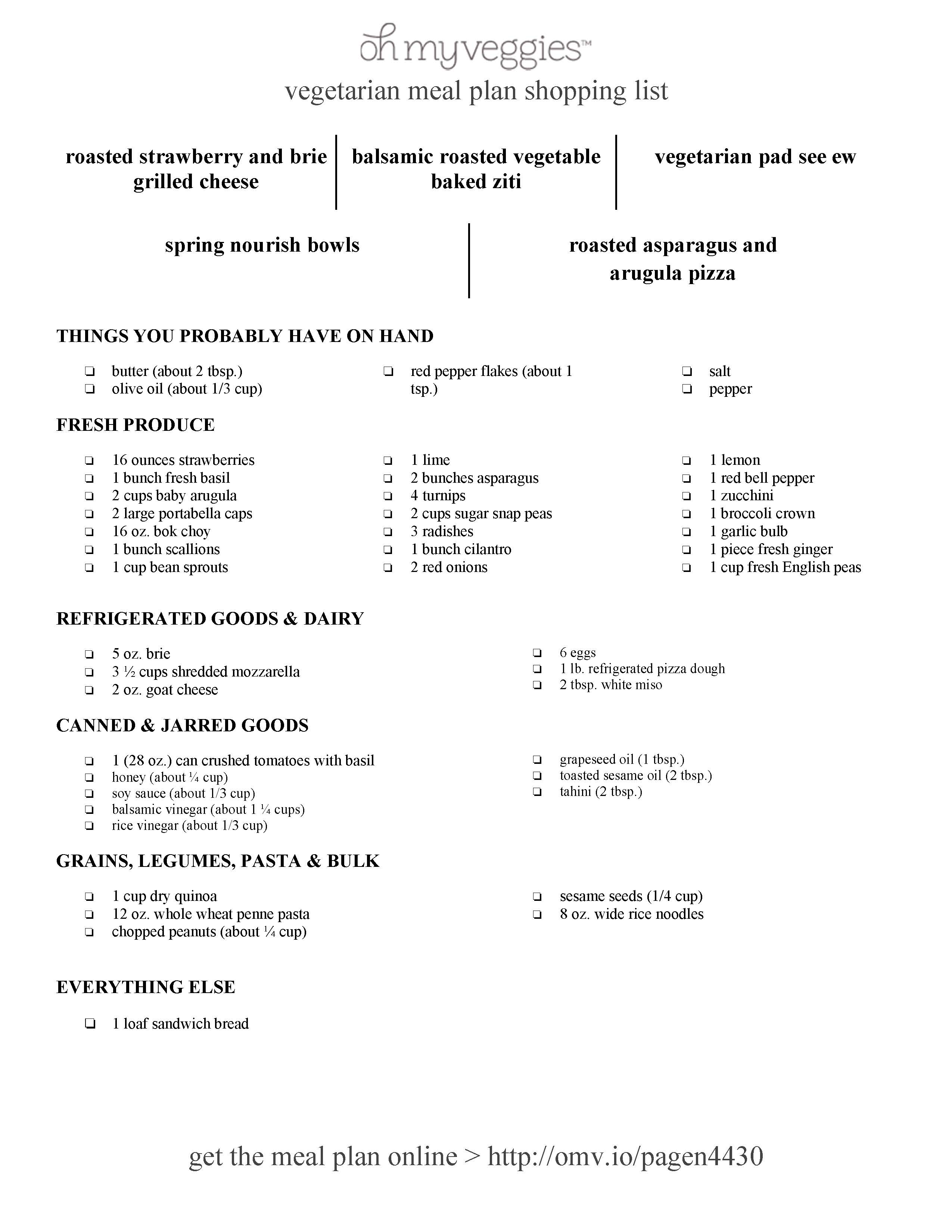 Vegetarian Meal Plan