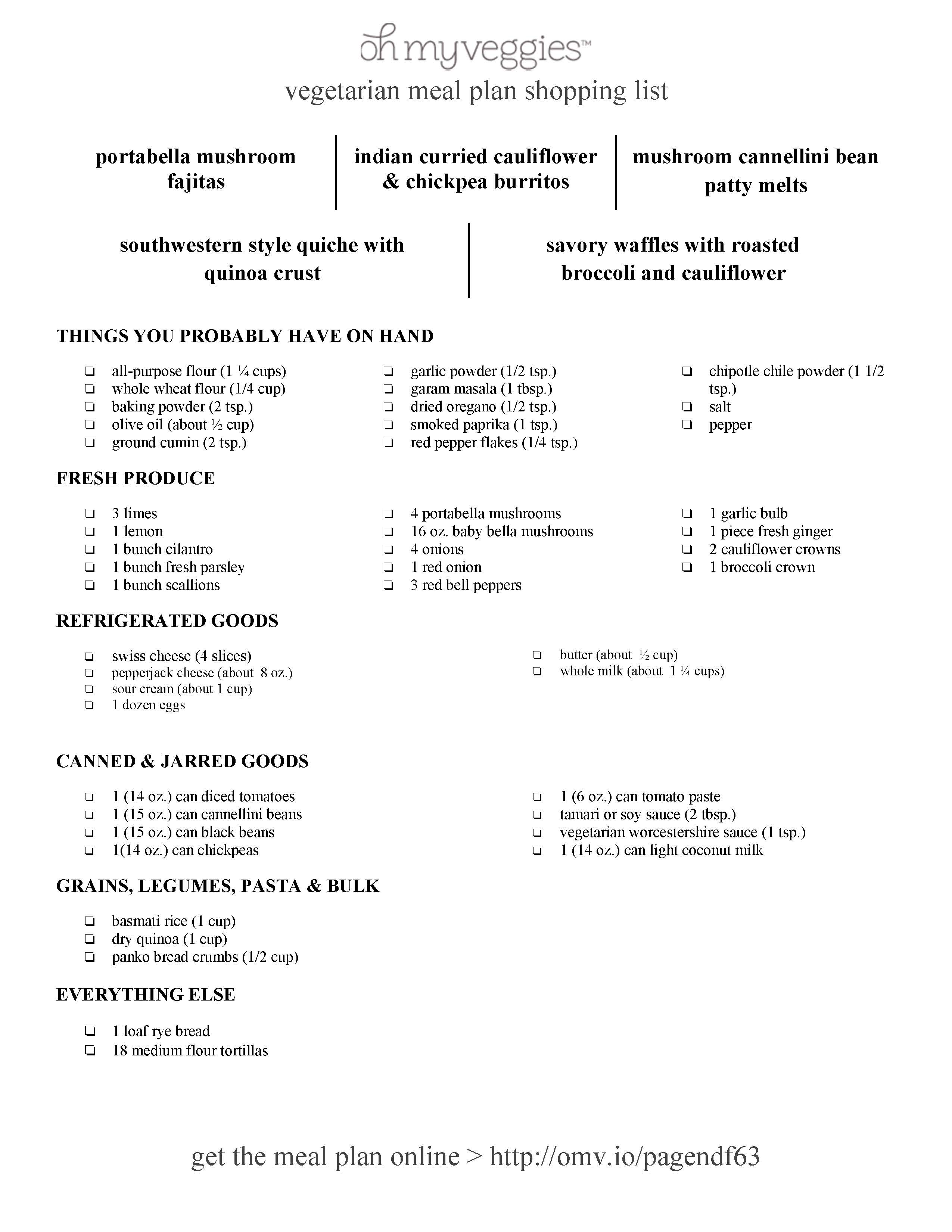 Vegetarian Meal Plan