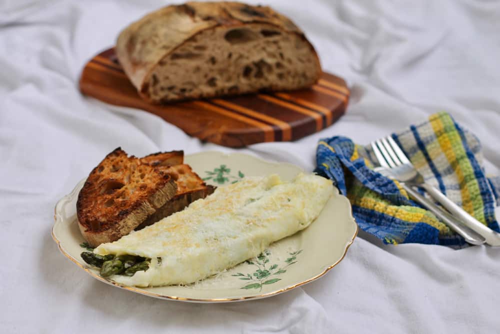 Egg White Omelet with Seared Asparagus
