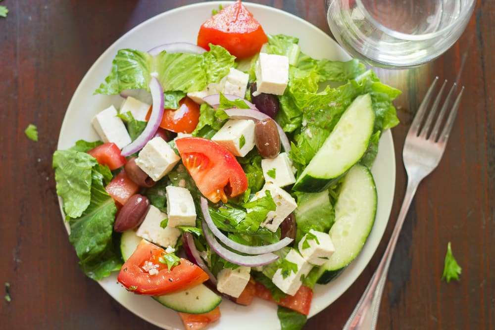 Vegan Greek Salad with Tofu Feta