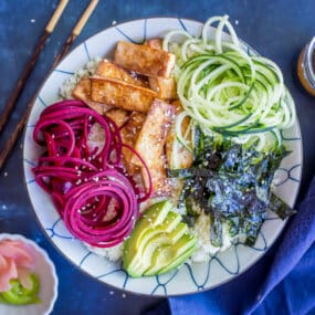 Cauliflower Rice Sushi Bowls with Tofu
