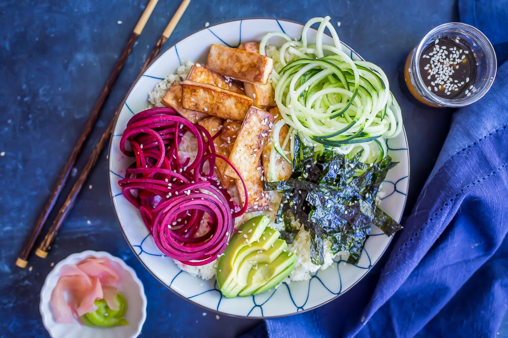 Cauliflower Rice Sushi Bowls with Tofu