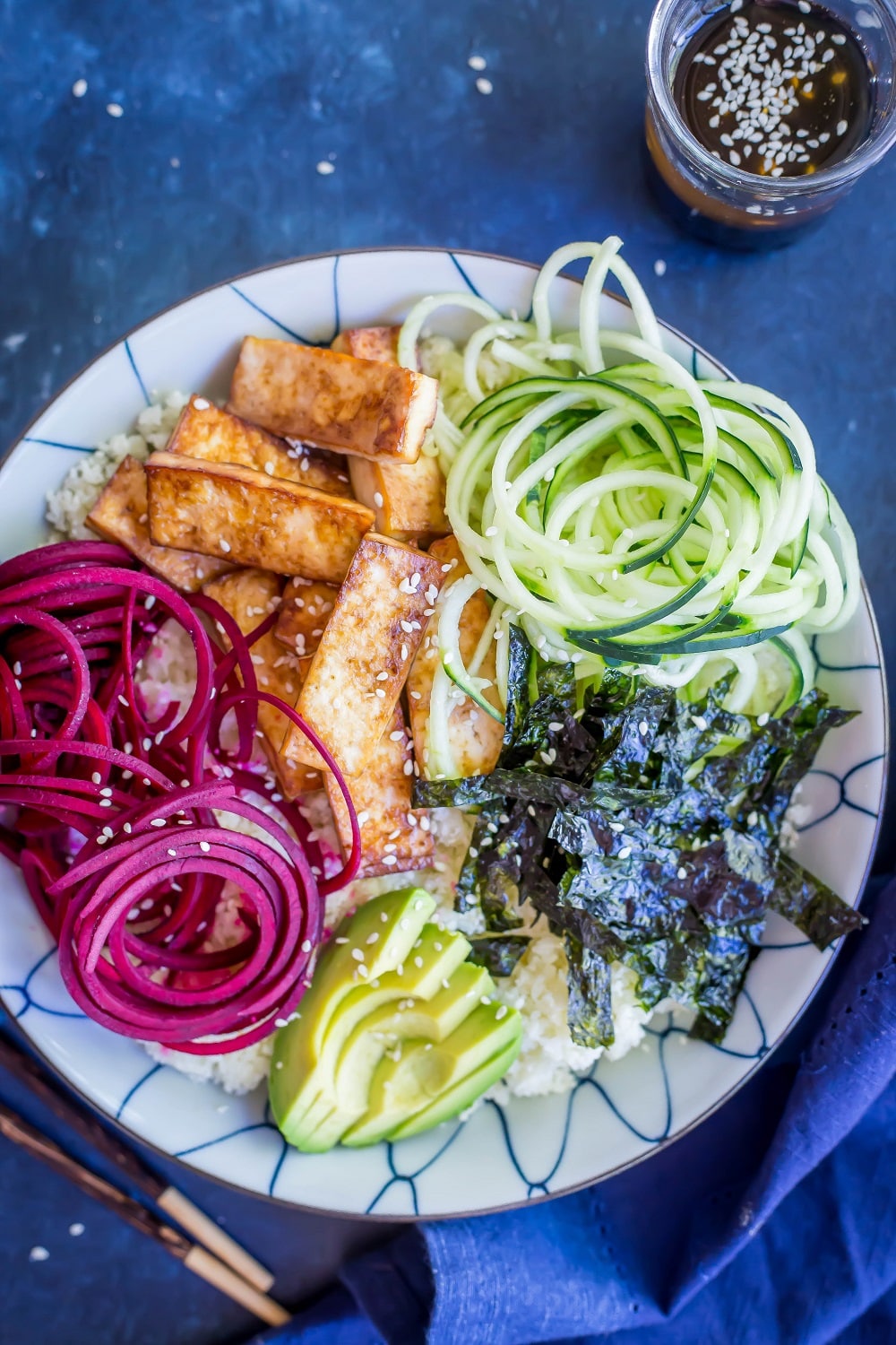 Cauliflower Rice Sushi Bowls with Tofu By OhMyVeggies.com