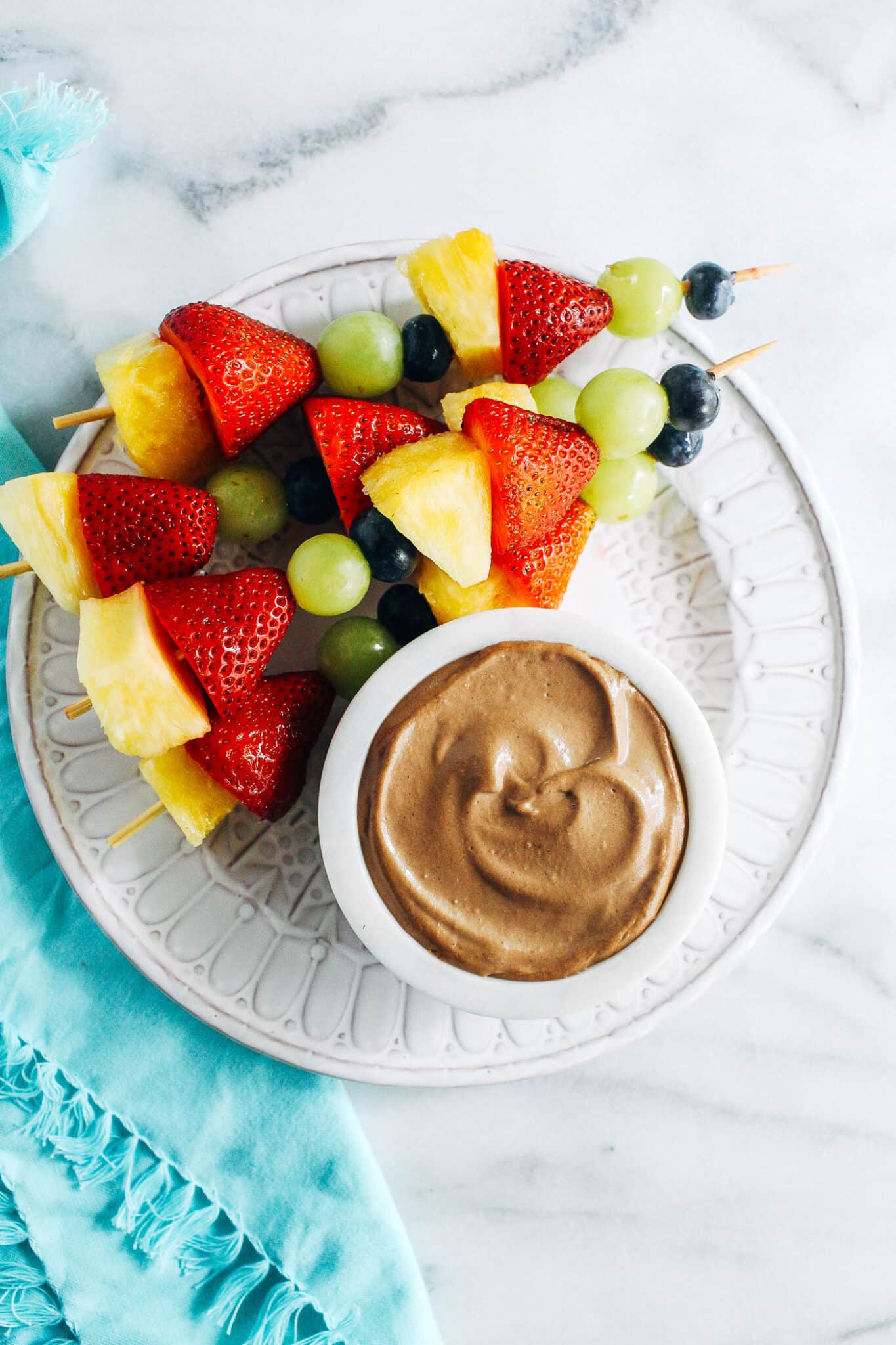 Fruit Kebabs with Chocolate Cream Dip By