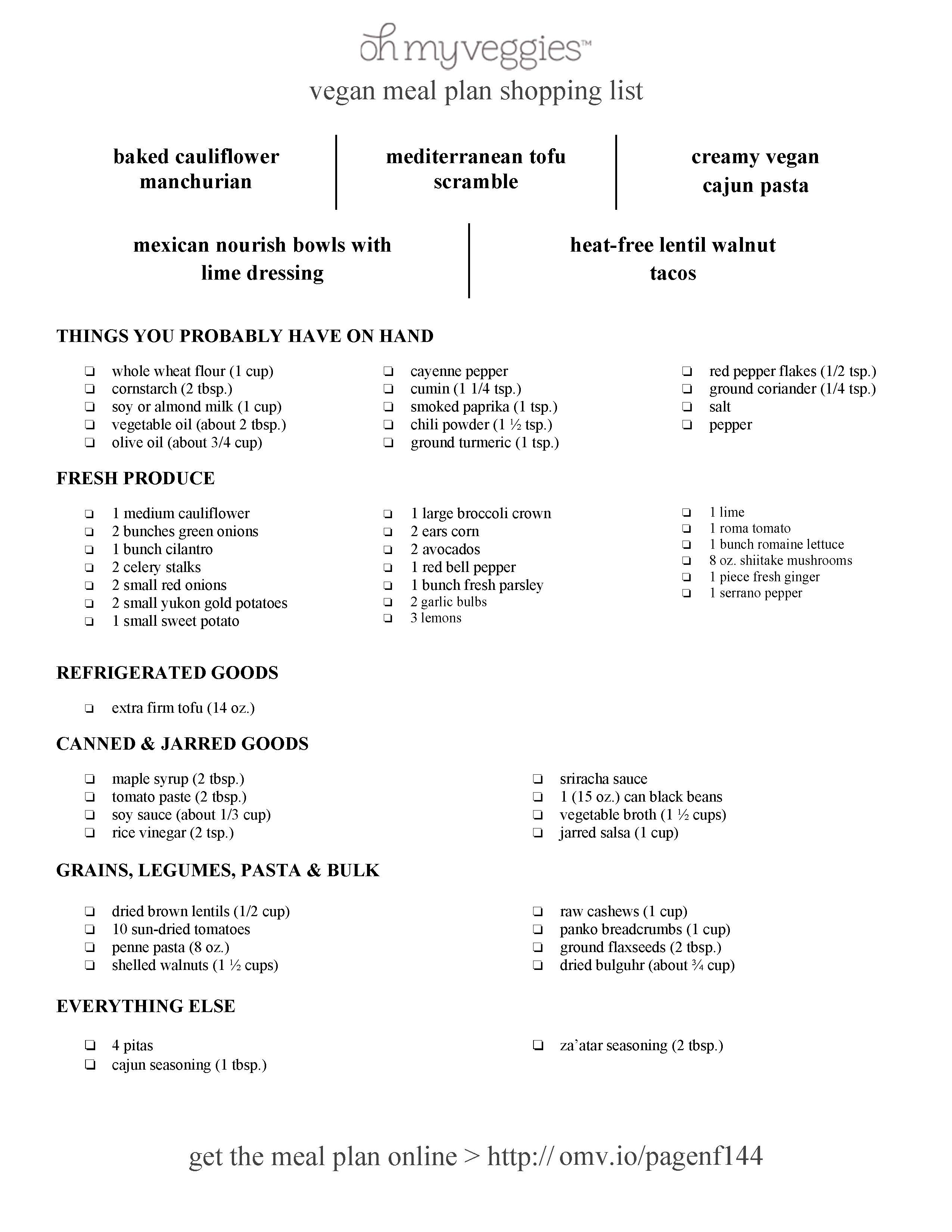 Vegan Meal Plan