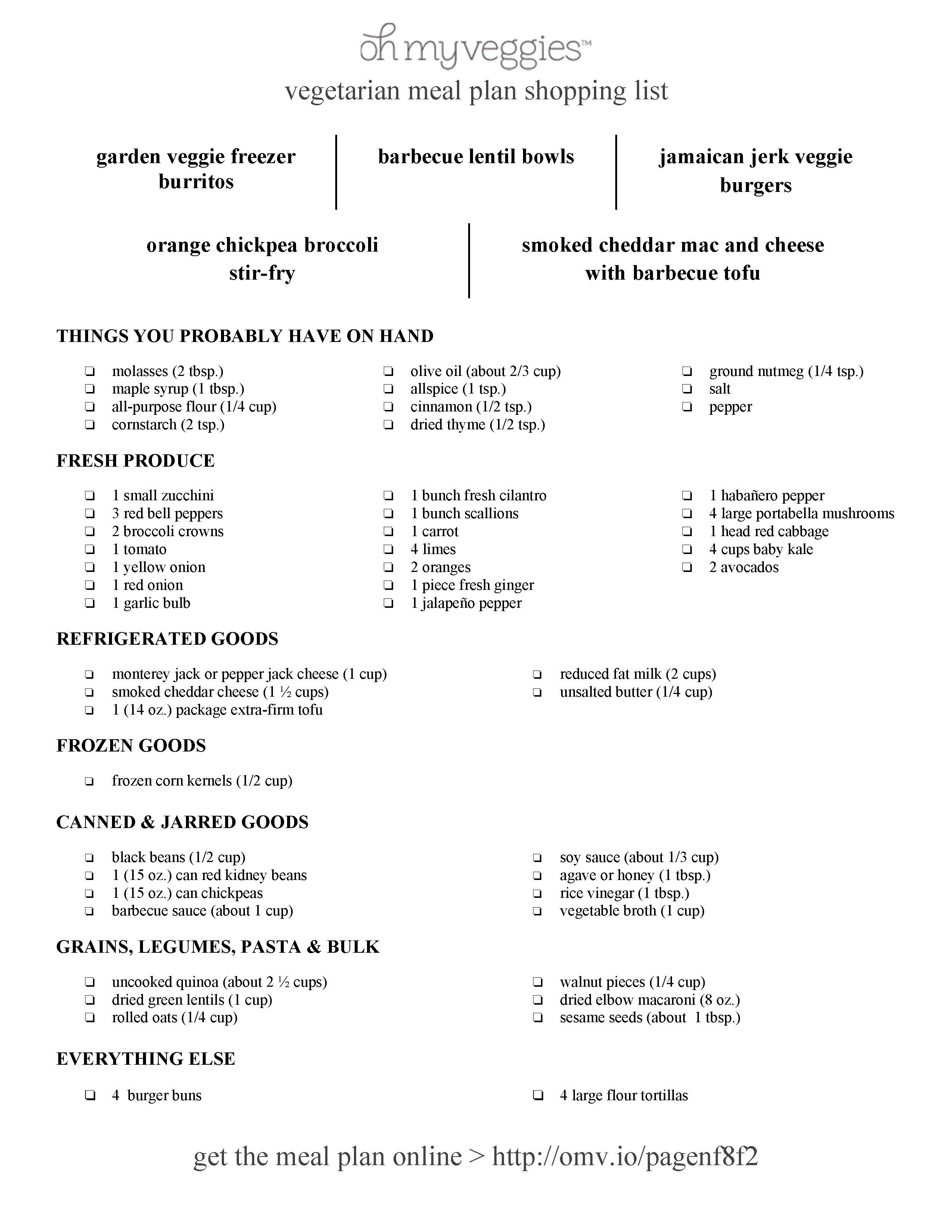 Vegetarian Meal Plan