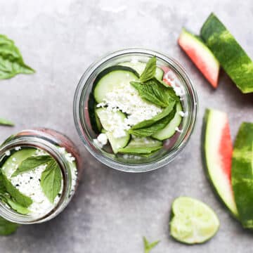Watermelon, Cucumber, and Feta Mason Jar Salads