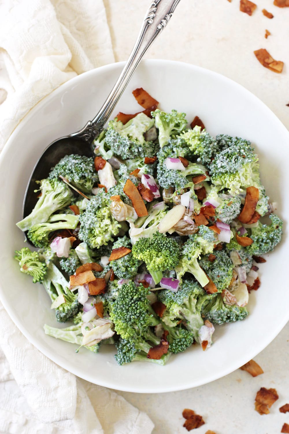 Healthy Broccoli Salad with Coconut Bacon