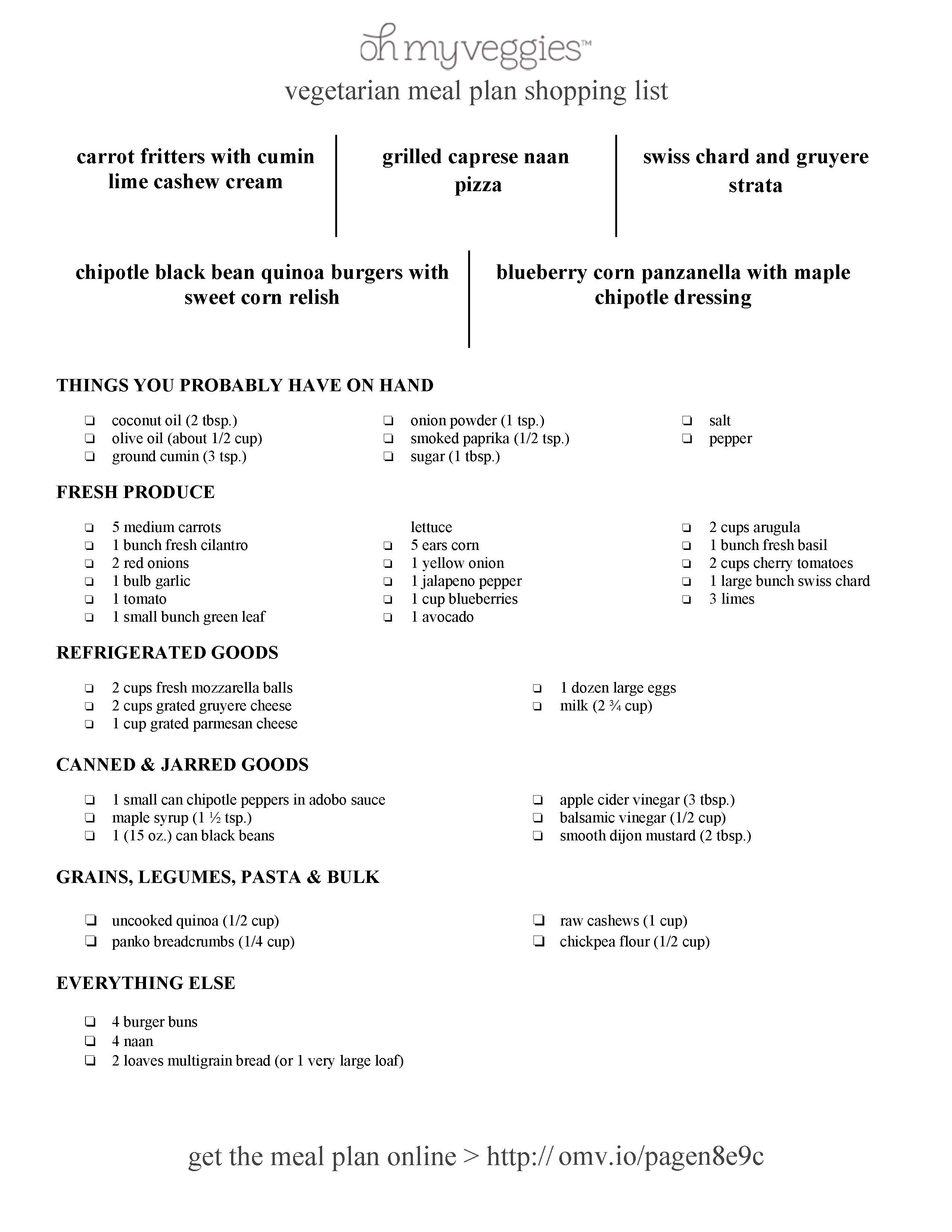 Vegetarian Meal Plan