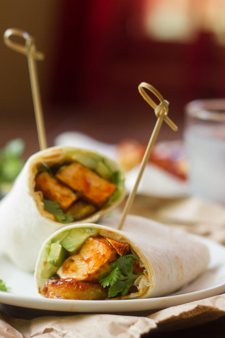 Chipotle Baked Tofu & Plantain Burritos By