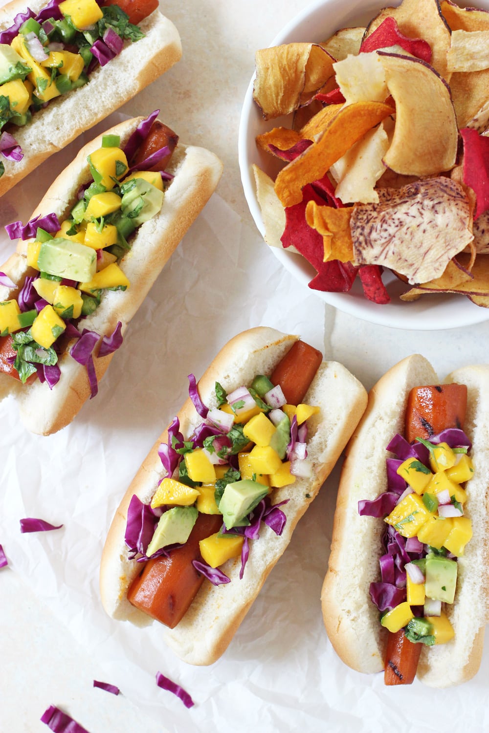 Carrot Dogs with Mango Avocado Salsa By OhMyVeggies.com