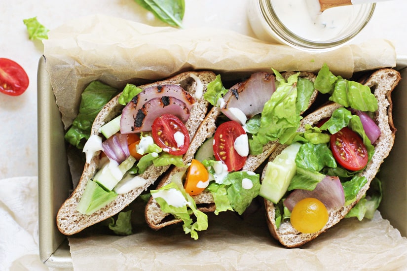 15 of the Best Vegetarian Grilling Recipes: Grilled Greek Salad Pita Sandwiches