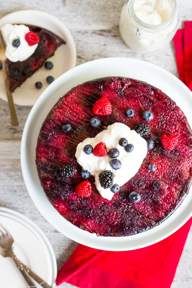 25 Drool-Worthy Chocolate Cake Recipes: Mixed Berry Upside Down Chocolate Cake