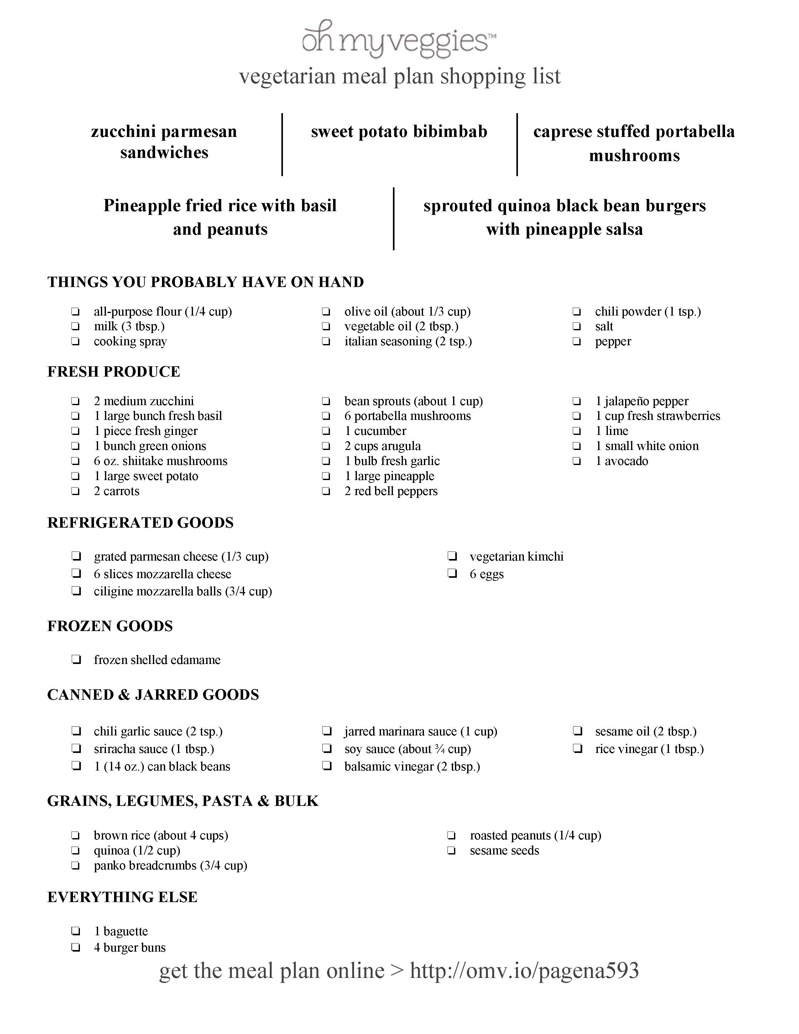 Vegetarian Meal Plan