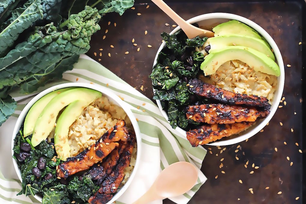 Savory Oatmeal with Tempeh Bacon