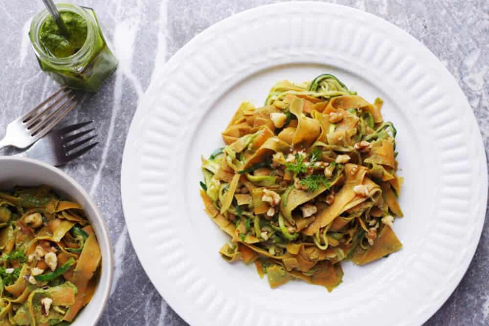 What To Do With Carrot Greens,10 Inspiring Ideas: Carrot Top Pesto with Vegetable Noodles 