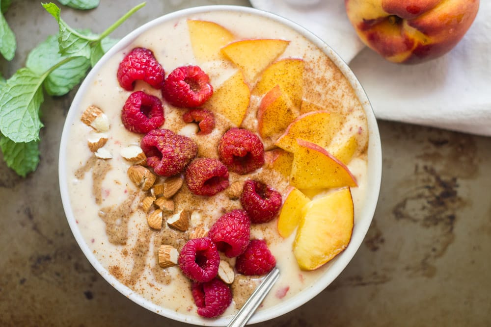 Vegan Peaches and Cream Protein Smoothie