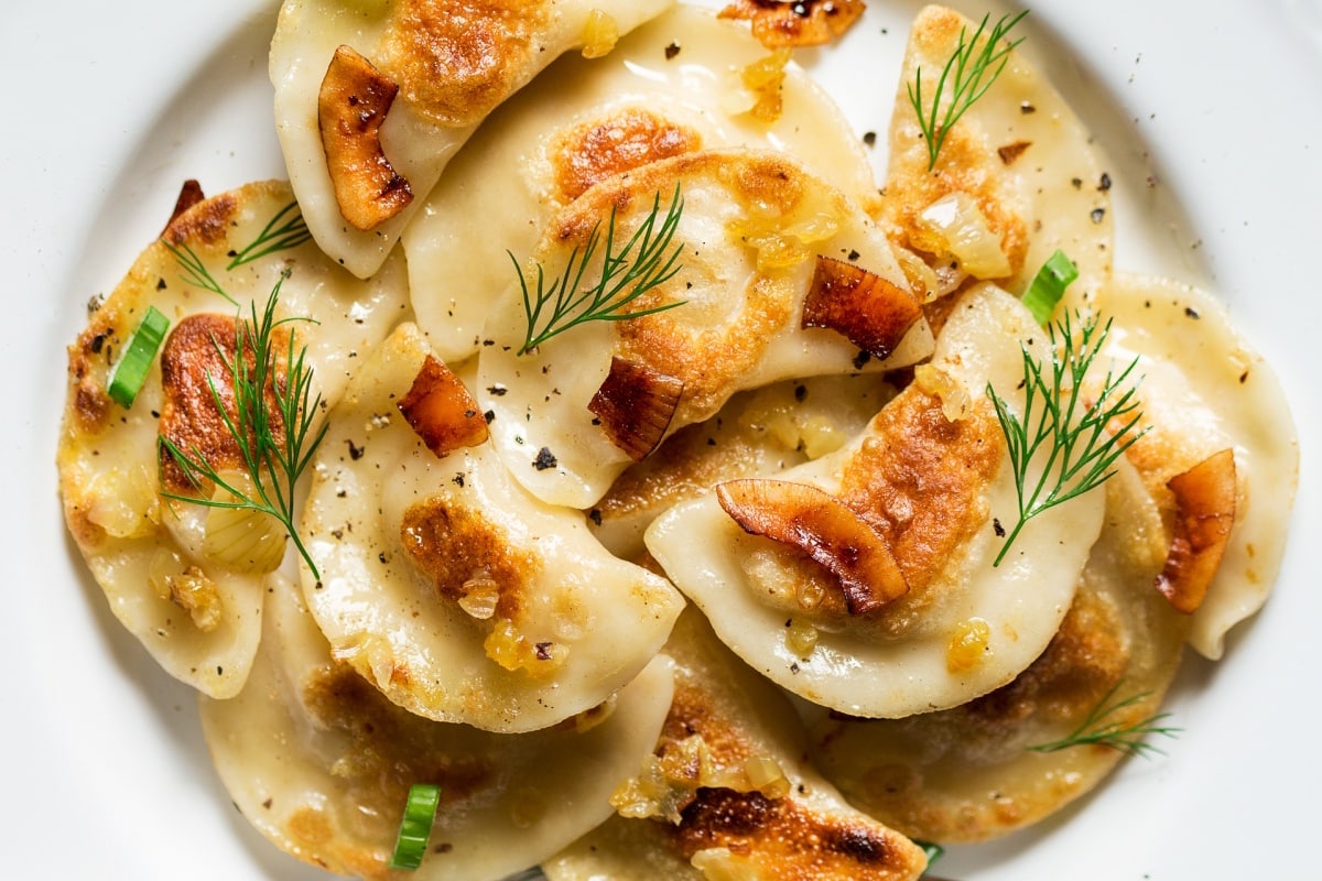 Vegan Pierogi with Coconut Bacon