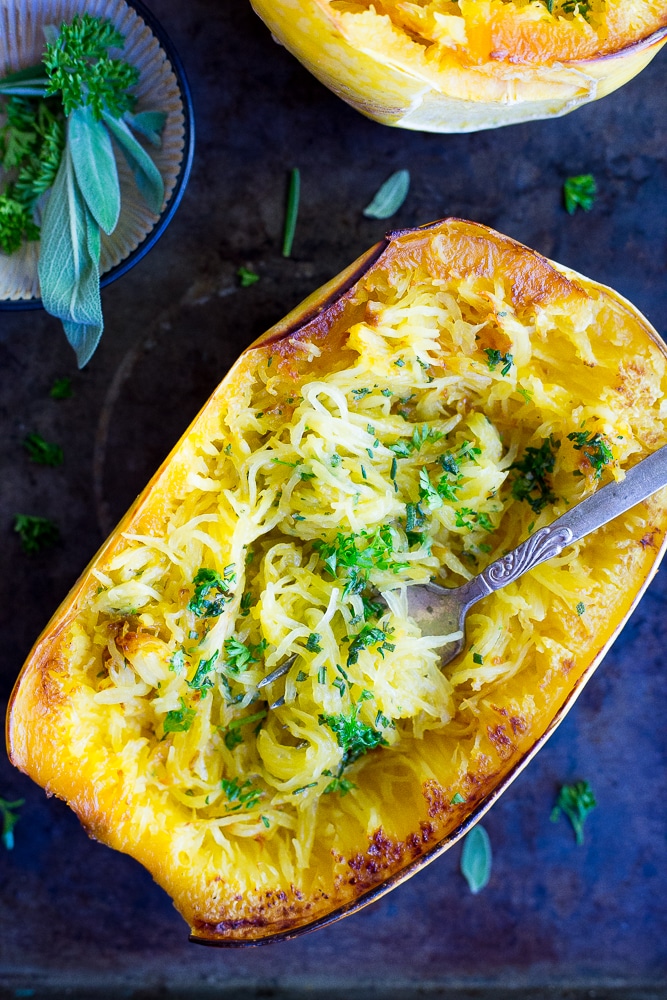 32 Creative Spaghetti Squash Recipes: Garlic and Herb Spaghetti Squash Boats
