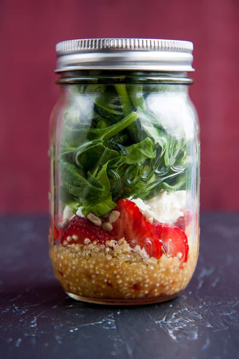 25 Vegetarian Mason Jar Meals to Help You Win at Lunch: Strawberry and Spinach Salads