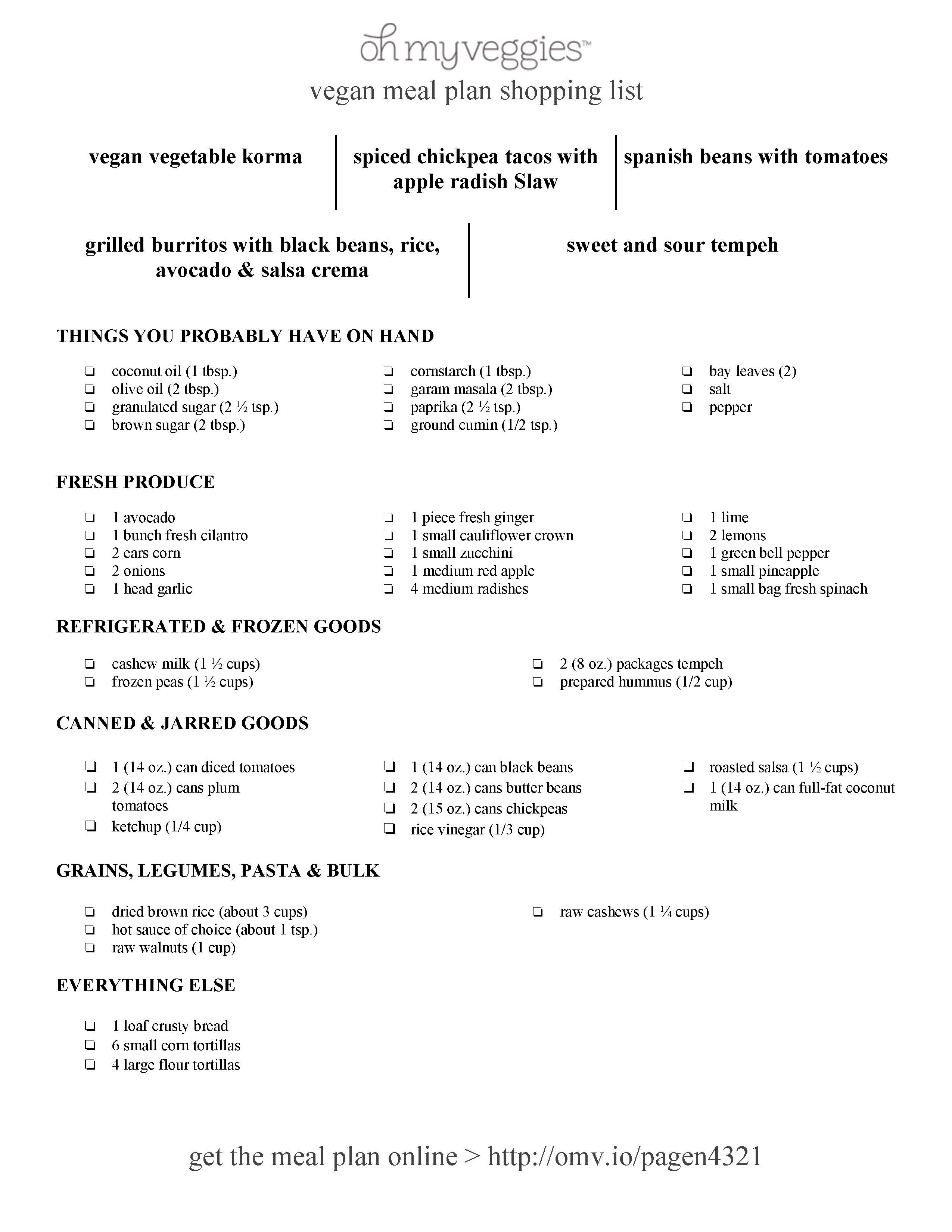 Vegan Meal Plan