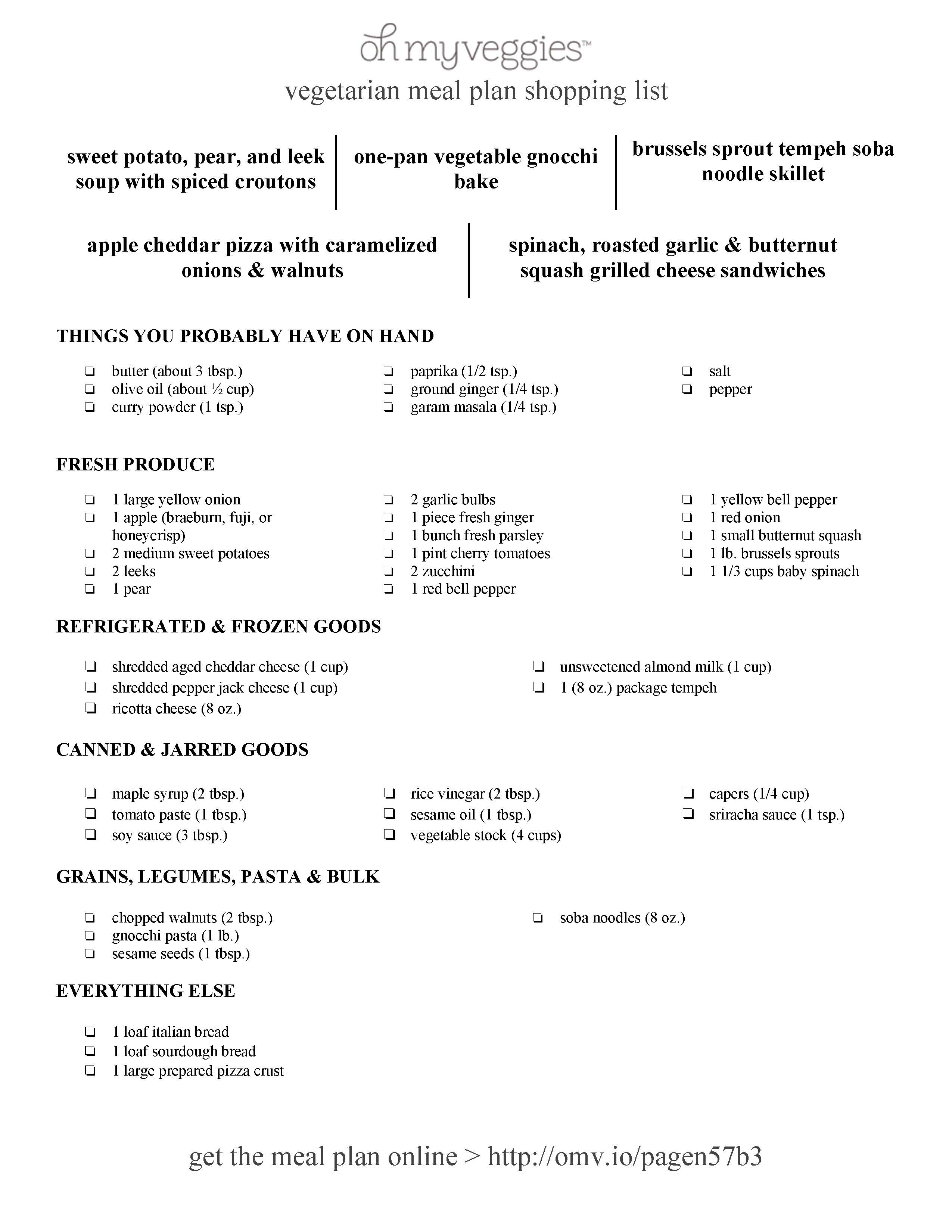 Vegetarian Meal Plan