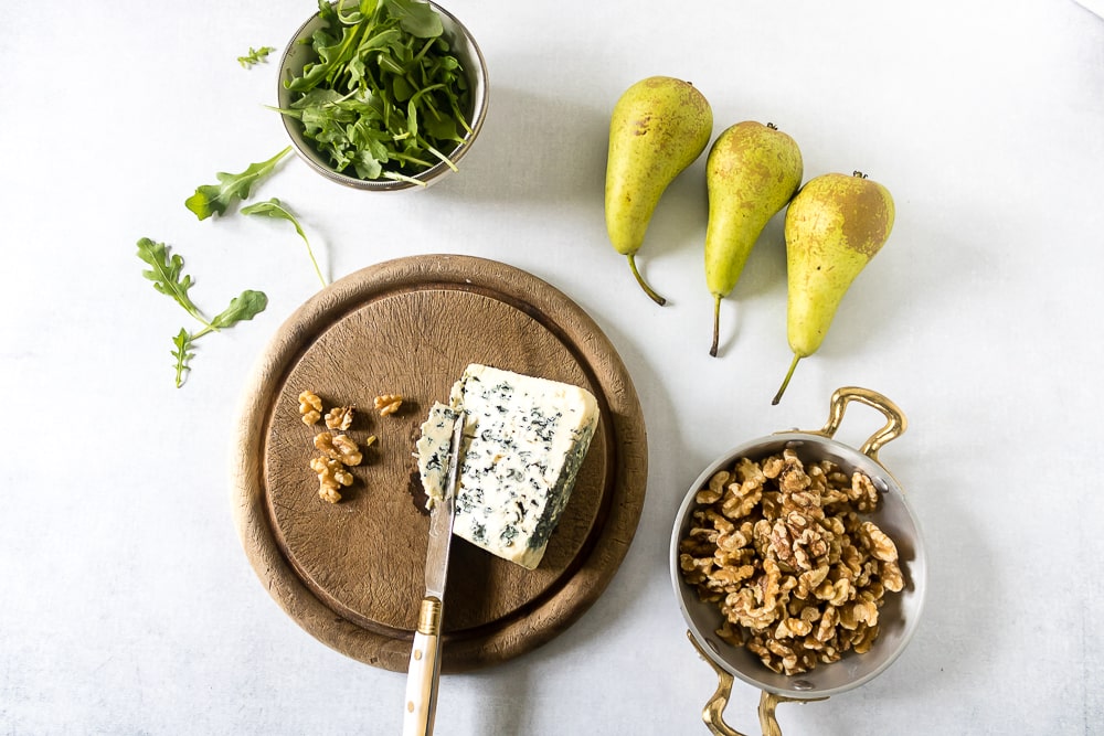 Open-Faced Walnut & Pear Sandwich with Blue Cheese