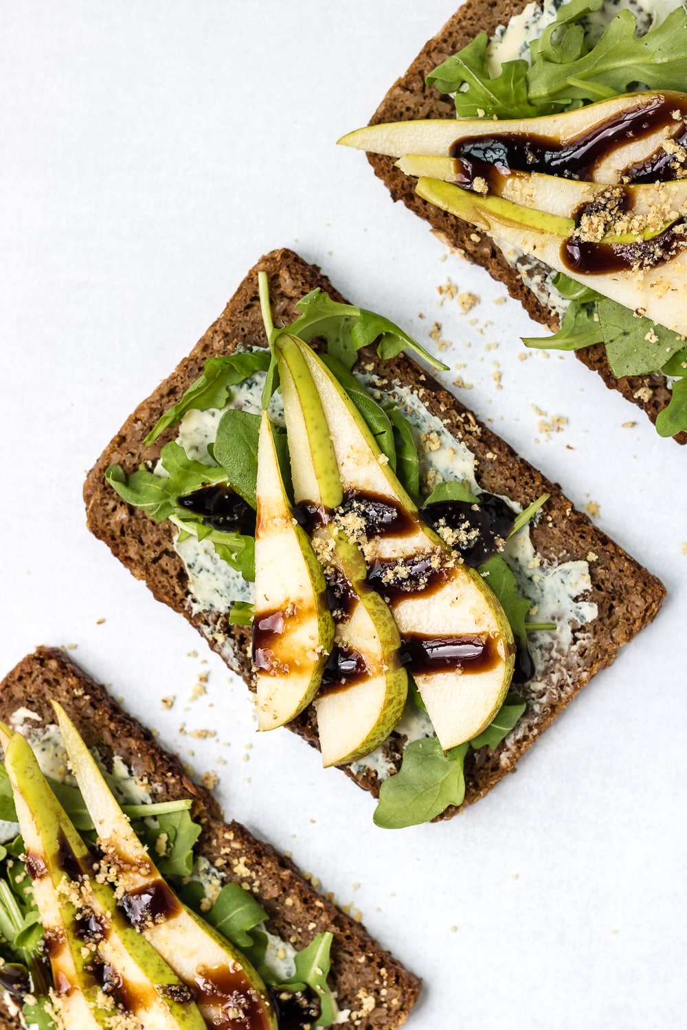 Open-Faced Walnut & Pear Sandwich with Blue Cheese