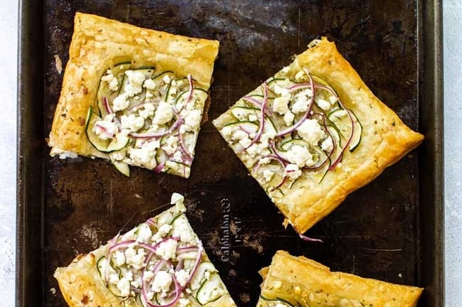 Zucchini Goat Cheese Puff Pastry Tart