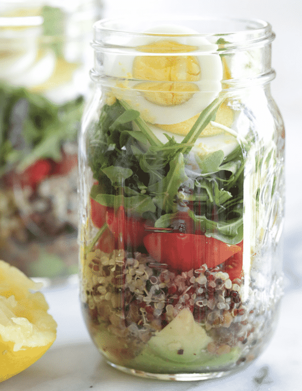25 Vegetarian Mason Jar Meals to Help You Win at Lunch: Protein Egg and Quinoa Salad Jars