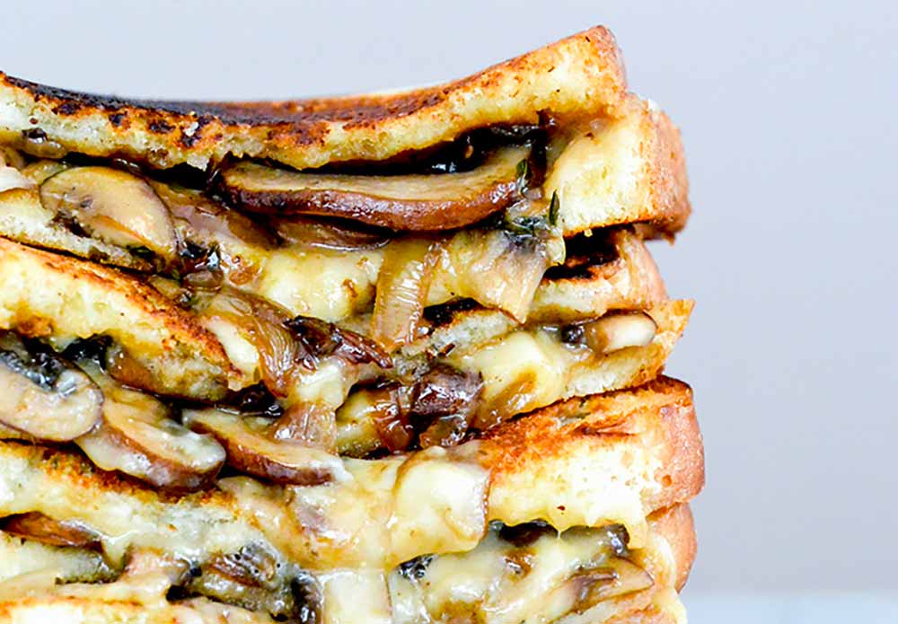 21 Mind-Blowing Grilled Cheese Sandwich Recipes: Mushroom, Onion and Stout Grilled Cheese Sandwiches